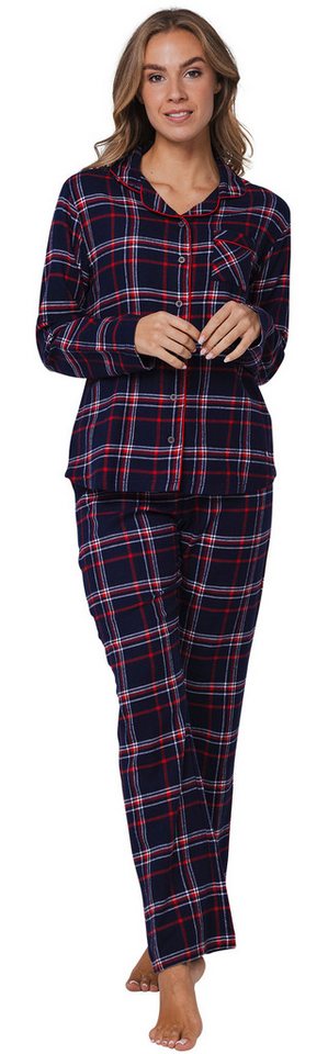 Rebelle Schlafanzug Damen Flanell Pyjama (2 tlg) Baumwolle von Rebelle