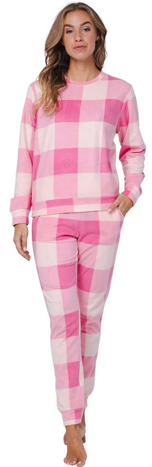 Rebelle Schlafanzug Damen Fleece Pyjama (2 tlg) Modisches Design von Rebelle