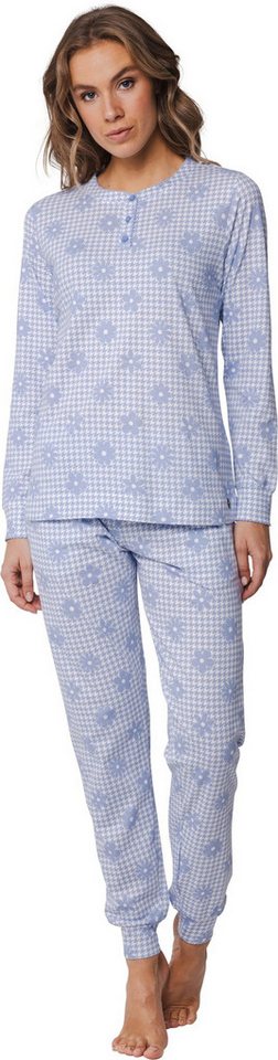 Rebelle Schlafanzug Damen Pyjama lang mit Bündchen (2 tlg) Baumwolle von Rebelle