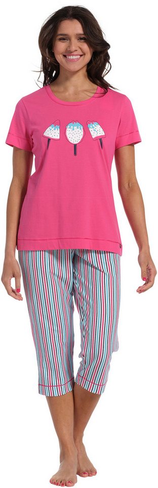 Rebelle Schlafanzug Damen Pyjama mit Caprihose (2 tlg) Baumwolle von Rebelle