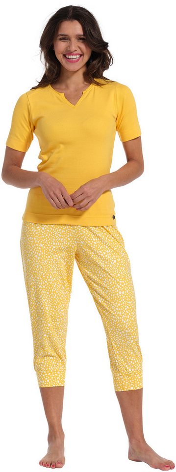 Rebelle Schlafanzug Damen Pyjama mit Caprihose (2 tlg) Sommerliches Design von Rebelle