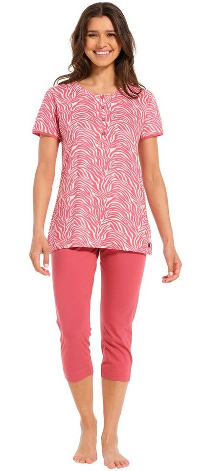 Rebelle Schlafanzug Damen Pyjama mit Caprihose und kurzem Arm (2 tlg) Baumwolle von Rebelle