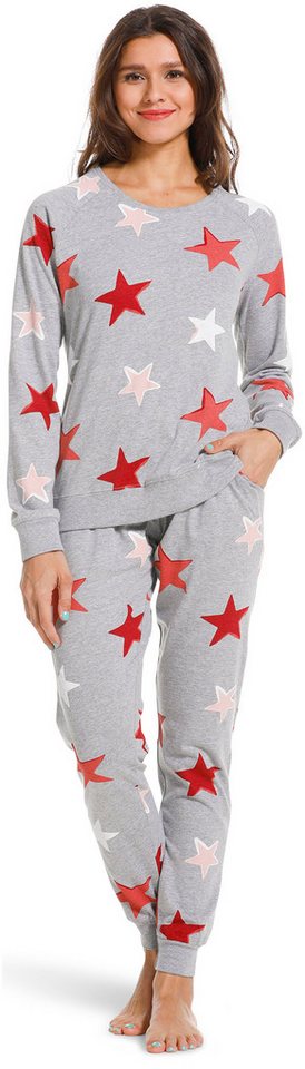 Rebelle Schlafanzug Damen Pyjama mit Sternen (2 tlg) Modisches Design von Rebelle