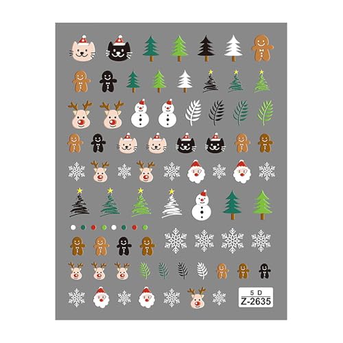 1 Blatt Festliche 5d Geprägte Glitzernde Nägelabziehbilder Für Weihnachten Winterurlaub Nägel Kunstdekoration Für Frauen Mädchen von Rebellious