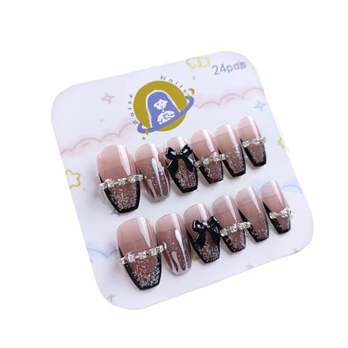 24pcs Coffin Press Auf Nägeln Bögen Französische Falsche Nägel Acryl Falsche Nägel Künstliche Nägel Kleber Auf Nägeln Für Frauen Mädchen von Rebellious