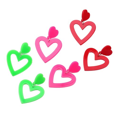 3 Stücke Robuste Acrylherz Ohrringe Bequeme Verschleiß Und Stilvoll Für Tägliche Verschleiß Und Besondere Anlässe Stilvoller Ohrringe Set von Rebellious