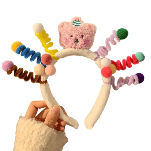 3D-Plüsch-Stirnband für Damen und Mädchen, Haar-Accessoires, bunte gedrehte Stäbe, Cartoon-Haarreifen, Make-up-Kopfschmuck, einzigartiges Haarband von Rebellious