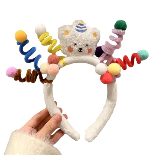 3D-Plüsch-Stirnband für Damen und Mädchen, Haar-Accessoires, bunte gedrehte Stäbe, Cartoon-Haarreifen, Make-up-Kopfschmuck, einzigartiges Haarband von Rebellious