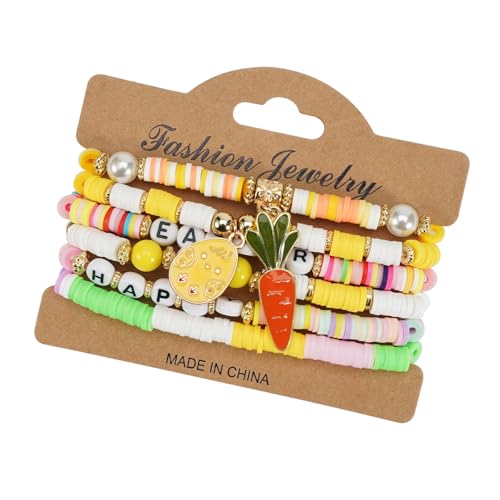 6 Stücke Osterkaninchen Eier Weiche Polymere Tonkügelchen Armbänder Handwerk Mit Lebendiger Farbe Für Kinder Und Erwachsene Handgefertigte Osterschmuck von Rebellious