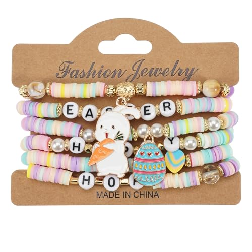 6 Stücke Osterkaninchen Eier Weiche Polymere Tonkügelchen Armbänder Handwerk Mit Lebendiger Farbe Für Kinder Und Erwachsene Handgefertigte Osterschmuck von Rebellious