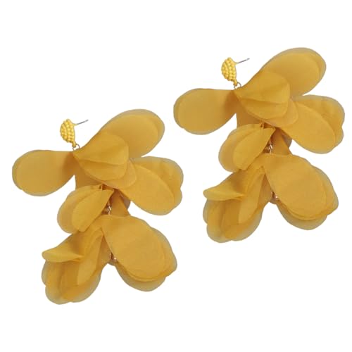 Chiffons Blumenohrringe Leichte Perlenblumen Statement Ohrringe Stilvolle Hochzeit Schmuck Für Modebegeisterte Stofftropfen Ohrringe von Rebellious