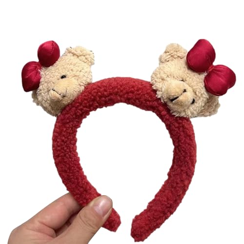 Damen Make Up Hairhoop Cartoon Plüsch Bär Haarband Pelziger Kopfreif Kostüm Kopfschmuck Erwachsene Mädchen Gesicht Waschen Stirnband Modisches Cartoon Stirnband von Rebellious