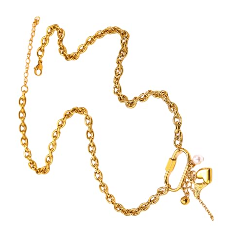 Einstellbarer Retro Inspirierter Schichten Halskettenallergie Resistent Edelstahl Alltags Vielseitiger Schmuck Für Freizeitkleidung Multi Accent Anhängerkettenschmuck von Rebellious