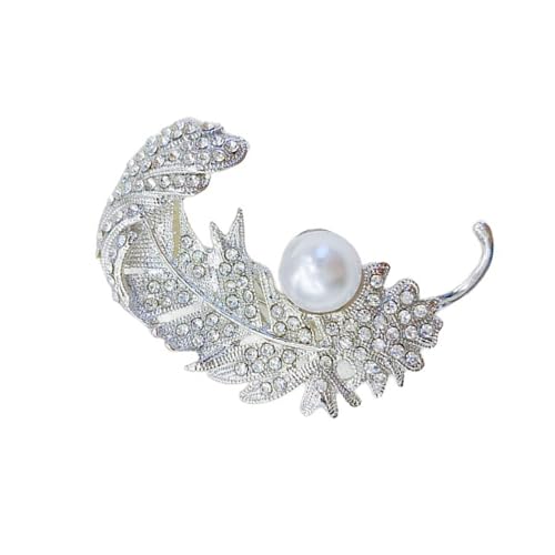 Elegante Gefiederbroschen Mit Strasssteinen Einzigartige Gefieder Pin Unisex Pins Legierungstextur Geeignet Für Modische Outfits Feather Perlen Brosche Geeignet von Rebellious