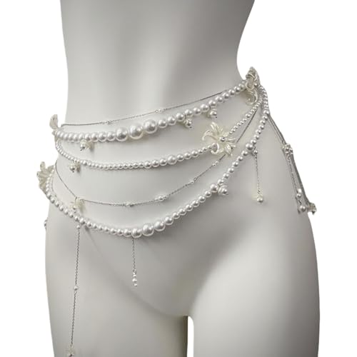 Elegante Stapelbare Perlen Taillenschmuck Verstellbare Körperkettenlegungslegierung Halskette Brautdusche Accessoire Perfekte Komplement Elegante Legierung Perlen Halskette von Rebellious