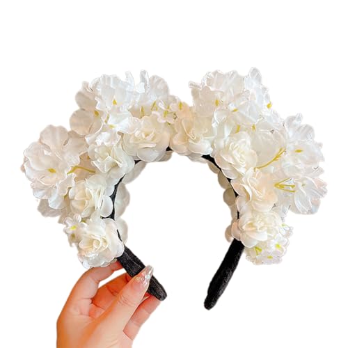 Elegantes Blumen Haarteil Kulturelles Stirnband Stoffmaterial Blumen Stirnband Blumen Haarschmuck Traditionelles Kleid Blumen Kopfbedeckung von Rebellious