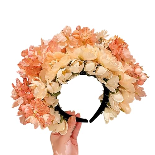 Frühlingsböhmischer Blumen-Strandblumen-Girlanden, Rosen-Stirnband, Hochzeitskränze für Frauen und künstliche Blumen-Haarband von Rebellious