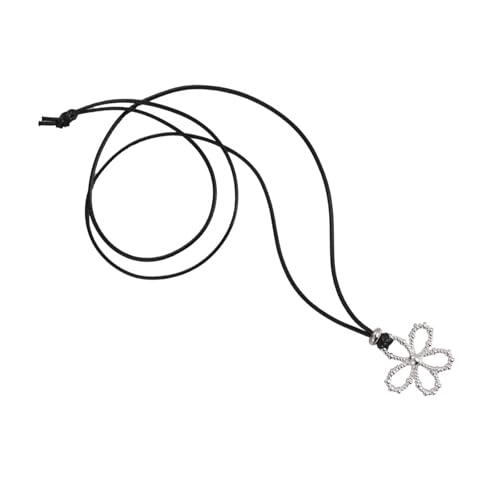 Handgefertigte Verstellbare Böhmische Hohle Blumen Halskette Für Frauen Schwarzer Lederkabel Bequemer Schlüsselbeutel Schmuckgeschenke Handgefertigt Schwarzer Lederschnurschmuck von Rebellious