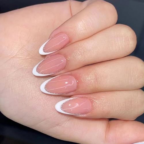 Mandelpresse Auf Nägeln Glänzt Französische Tipps Gefälschte Nägel Acryl Falsche Nägel Künstliche Klebstoffe Für Frauen Entwerfen Falsche Nagel von Rebellious