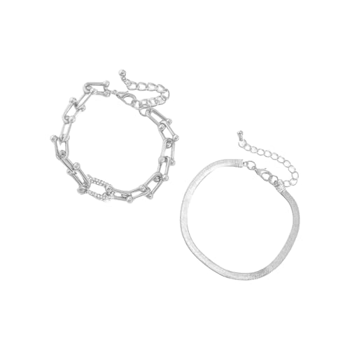 Mehrzweck Stapel U Link Crystals Armband Set Sparklining Verstellbares Stabile Metallmaterialien Schmuck Geschenke Casual Use Fashion Statement Trendy Armband von Rebellious