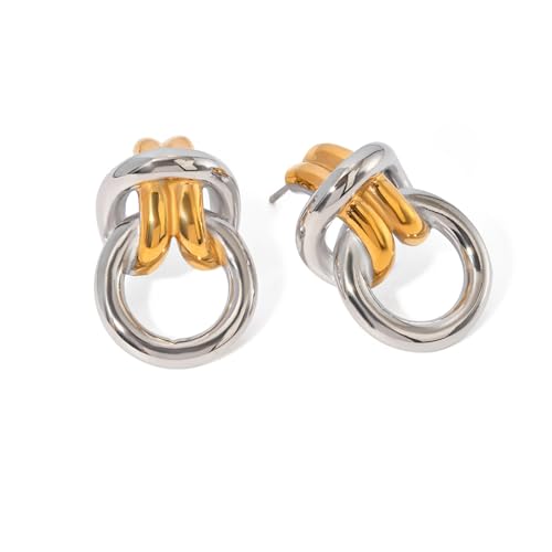 Multi Layer Runde Hängende Ohrringe Einzigartige Zwei Ton Runde Accessoire Für Frauen Mode Hangle Ohrschmuck Vintage Metall von Rebellious