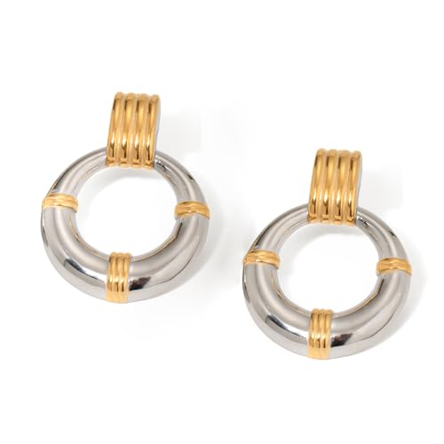 Multi Layer Runde Hängende Ohrringe Einzigartige Zwei Ton Runde Accessoire Für Frauen Mode Hangle Ohrschmuck Vintage Metall von Rebellious