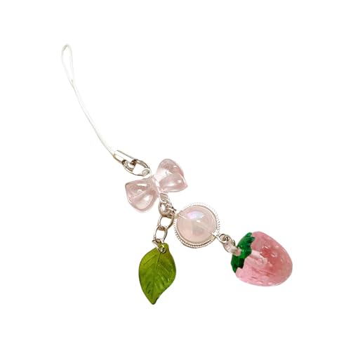 Rebellious Blatt-Erdbeer-Handyanhänger Verspielter Erdbeerblatt-Handyanhänger als Accessoire für den modebewussten Benutzer von Rebellious