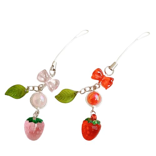 Rebellious Blatt-Erdbeer-Handyanhänger Verspielter Erdbeerblatt-Handyanhänger als Accessoire für den modebewussten Benutzer von Rebellious