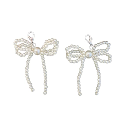 Rebellious Elegante Perlen-Schuhclips mit Schleife, modische Schuhdekoration zum Aufhängen, Schuhzubehör für Damenschuhe von Rebellious