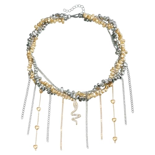 Rebellious Elegante Schlange Anhänger Halskette Mit Herz Quasten Und Handwerk Perlen Schmuckzubehör Zur Verbesserung Der Outfitf Quader Schlangenkette von Rebellious