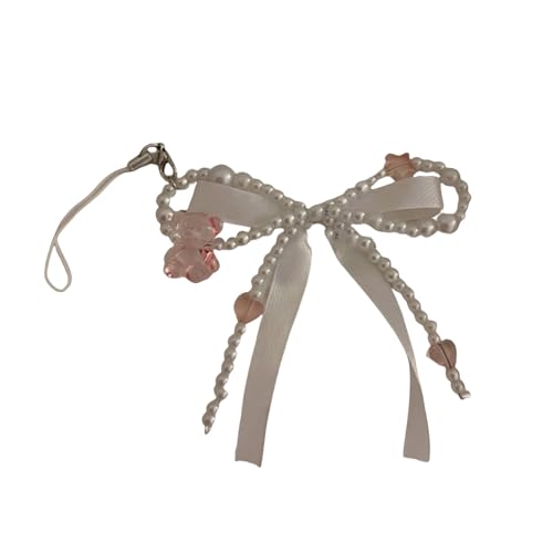 Rebellious Eleganter, imitierter Perlen-Schmetterlings-Schleifen-Charm für Handtaschen, modisches Geldbörsen-Accessoire mit angeneh von Rebellious