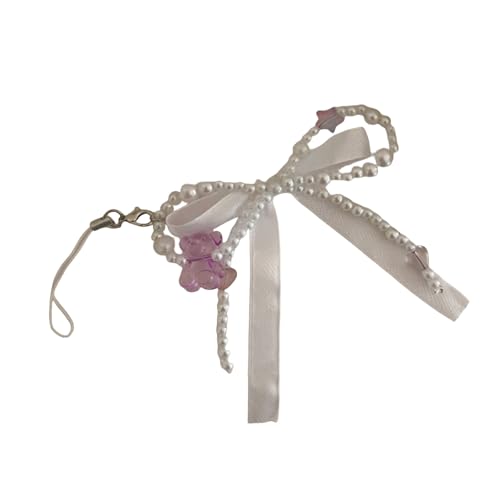 Rebellious Eleganter, imitierter Perlen-Schmetterlings-Schleifen-Charm für Handtaschen, modisches Geldbörsen-Accessoire mit angeneh von Rebellious