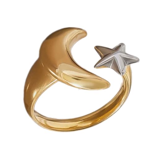 Rebellious Exquisite Mond Und Sternringe Mit Genauigkeit Perfekt Für Den Täglichen Gebrauch Und Feierlichkeiten Für Trendige Frauen Hochwertiger Edelstahlring von Rebellious