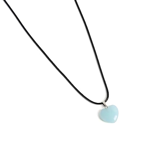 Rebellious Grüne Leuchtende Lieben Herzstein Paar Halskette Naturstein Geometrischer Anhänger Halskette Fashion Schmuck Geschenk Liebt Herz Stein Anhänger Langes Wachs Seilschmuck Schmuck von Rebellious