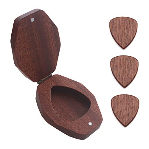 Rebellious Guitar Pick Holder Shaped Pick Box Wood Guitar Picks Organizer Guitar Picks Collective Case Plectrums Holder Box Guitar Pick Box Wood von Rebellious