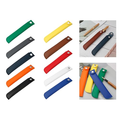 Rebellious Retro PU Leder Bleistift Hülle Einzelstiftbeutel Mit Knopfstifthülle Feste Farbstiftbeutel Schullieferungen Single PU Leder Mit Beutel Schulmaterial von Rebellious