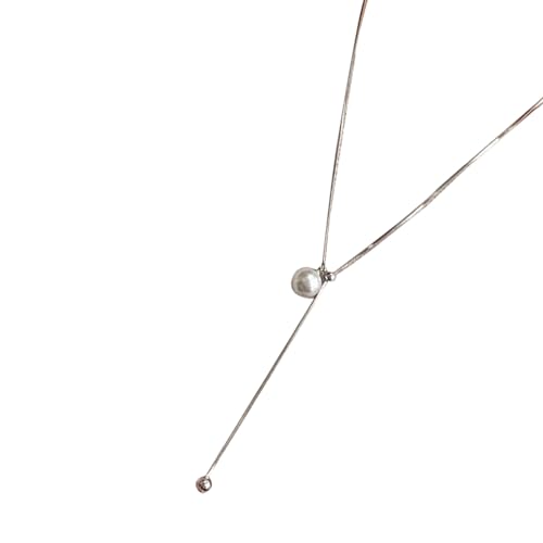 Rebellious Sterlings Silber Perlen Halskette Einfache Designs Damenkette Kette Schöne Schmuckzubehör Für Feierlichkeiten Perlen Halskette von Rebellious