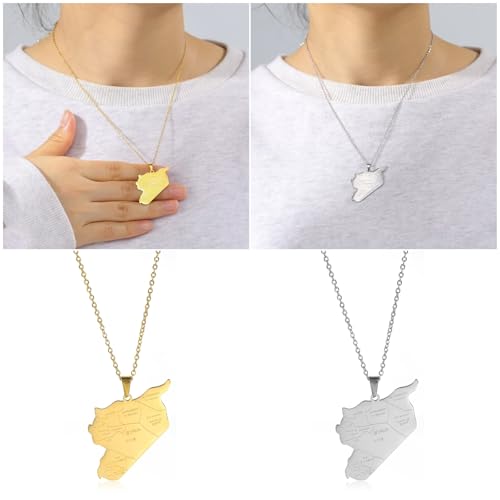 Rebellious Syrienkarte Anhänger Halskette Mit Künstlerischen Stilvoller Syrien Karte Anhänger Halskette Hals Accessoire Für Modeliebhaber Mode Schmuck von Rebellious