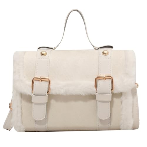 Rebellious Unqiue Damen Winter Crossbody Umhängetasche 2024 Pelzige Plüsch Kleine Quadrattasche Für Den Täglichen Gebrauch Alltag Handtasche von Rebellious