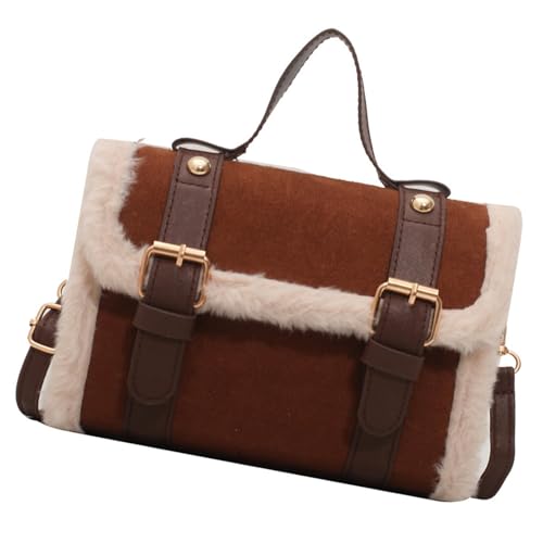 Rebellious Unqiue Damen Winter Crossbody Umhängetasche 2024 Pelzige Plüsch Kleine Quadrattasche Für Den Täglichen Gebrauch Alltag Handtasche von Rebellious