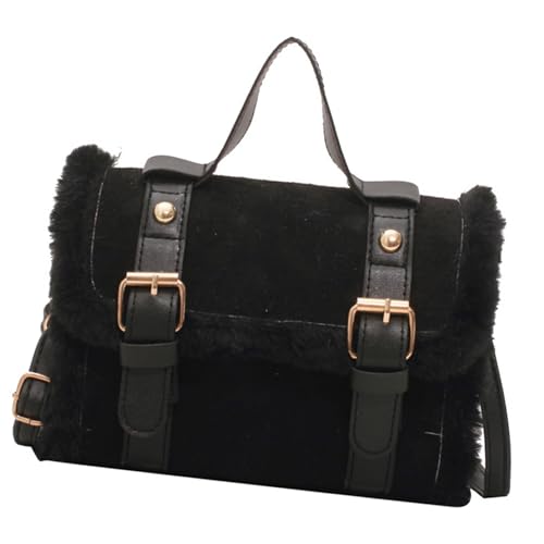 Rebellious Unqiue Damen Winter Crossbody Umhängetasche 2024 Pelzige Plüsch Kleine Quadrattasche Für Den Täglichen Gebrauch Alltag Handtasche von Rebellious
