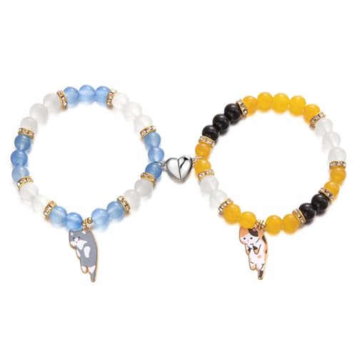 Set Von 2 Magnetverschluss Armreifen Katzen Anhänger Armband Für Tägliche Verschleiß Und Partys Verstellbares Handchain Accessoire Women Armband von Rebellious