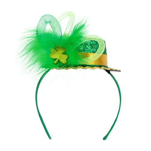 Rebellious StPatrick Festival Celebration Stirnband Party Pailletten Mini Grün Hut Haarreifen Kleeblatt Stirnbänder Irisches Haarschmuck Verstellbares Elastisches Stirnband von Rebellious