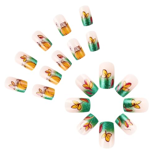 Thanksgiving Kunstnägel Zum Aufkleben Festliche Künstliche Nägel Für Frauen Und Mädchen Glitzernde Maniküre Nagelkunst Dekoration von Rebellious