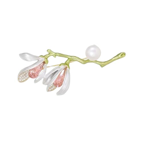 Vielseitige Elegante Magnolien Blumen Brosche Metallstift Verschluss Für Formelle Freizeitverschleiß Gesichertes Befestigung Design Kragendatenlose Legierungsblume Für Outfits von Rebellious