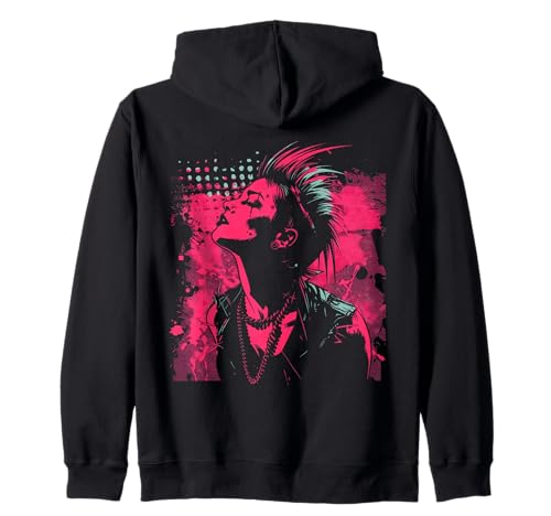 Punk-Profil in Kontrast und Punker Girl Kapuzenjacke Punk-Profil in Kontrast und Punker Girl Kapuzenjacke von Rebellischer Geist Punk Portrait