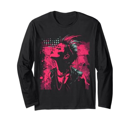 Punk-Profil in Kontrast und Punker Girl Langarmshirt von Rebellischer Geist Punk Portrait