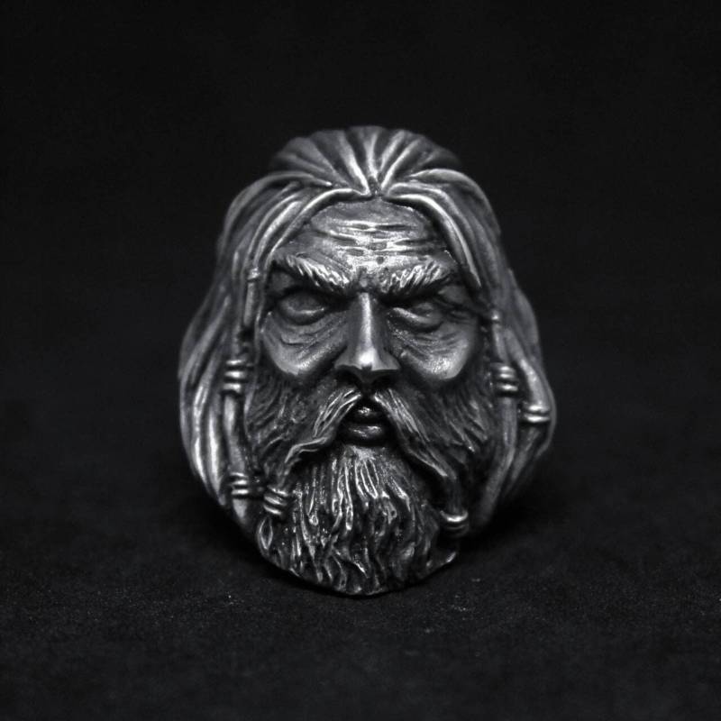 Hand Geschnitzter Zeus Gott Des Himmels Donner Und Blitz Ring Oxidiertes Bleifreies Zinn, Weißes Messing Sterling Silber Ring von Rebeltraderjakarta