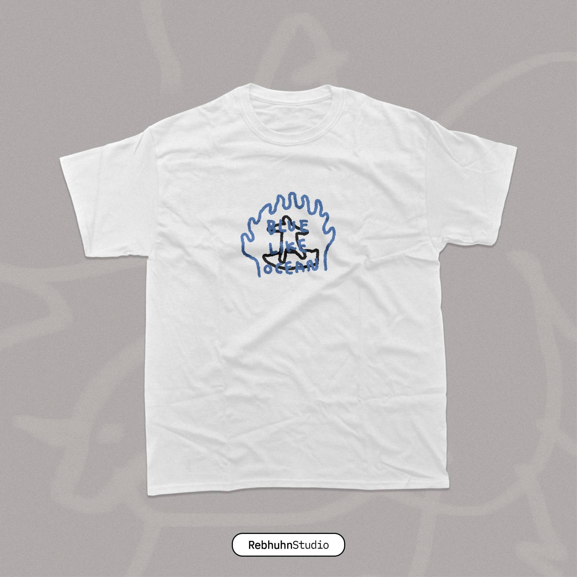 Blue Like Ocean | T-Shirt Printed Oversize Unisex von RebhuhnStudio