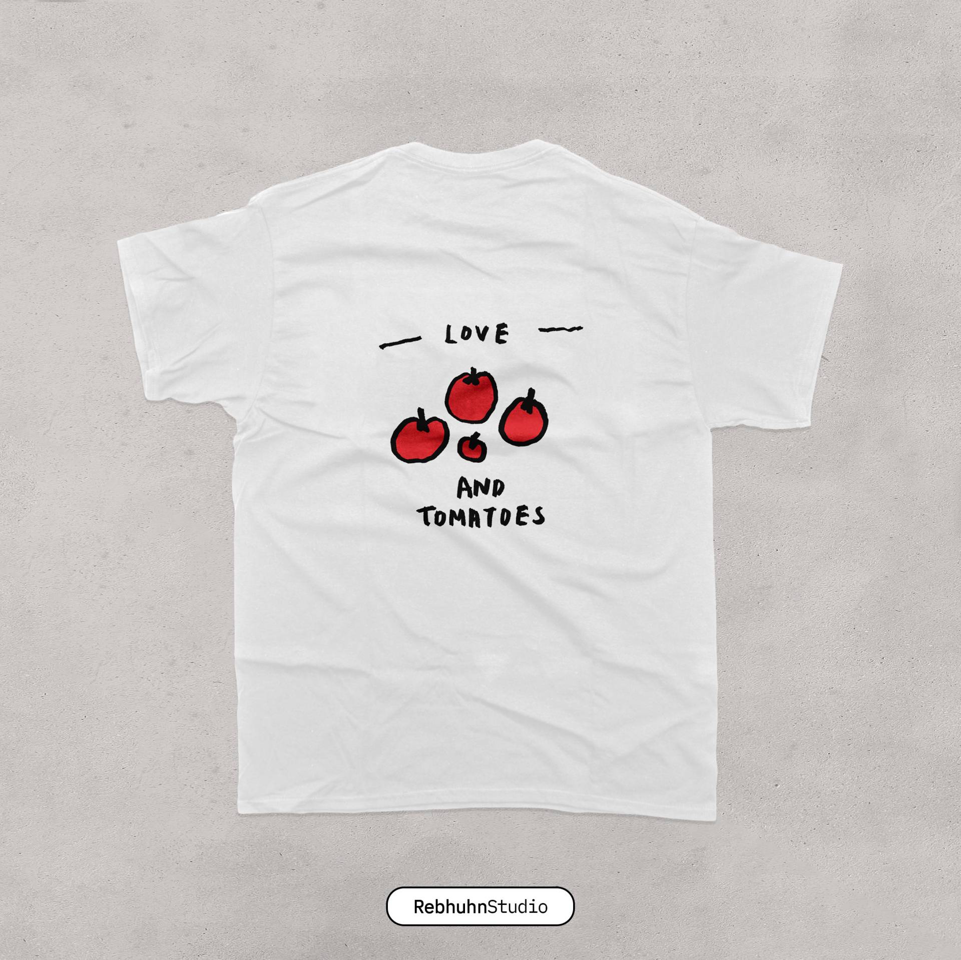 Love & Tomatoes | T-Shirt Printed Oversize Unisex von RebhuhnStudio